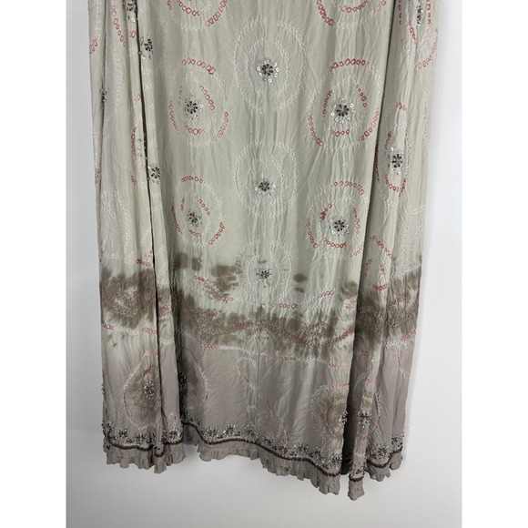 Jane Seymour Silk Skirt Size 12 MS Gypsy Boho Ethereal Beaded Sequin Maxi Ombre - Picture 13 of 15